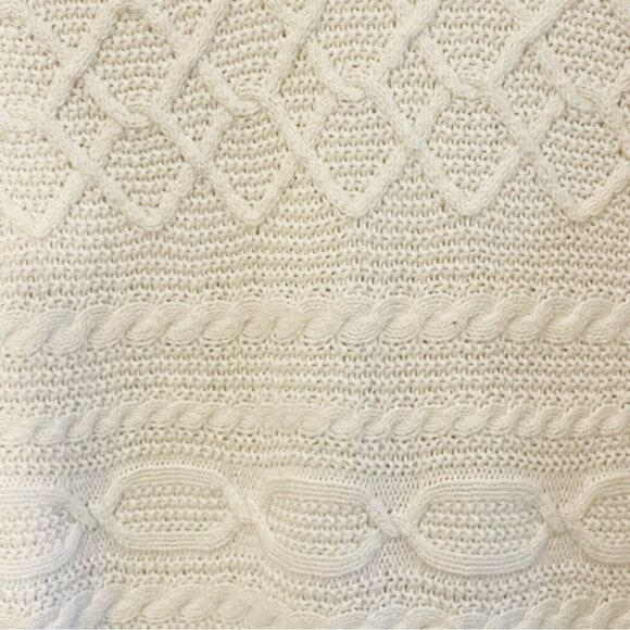 Tribal Ivory Cable Knit Scoop Neck Tunic 100% Cotton Sweater - Picture 7 of 14